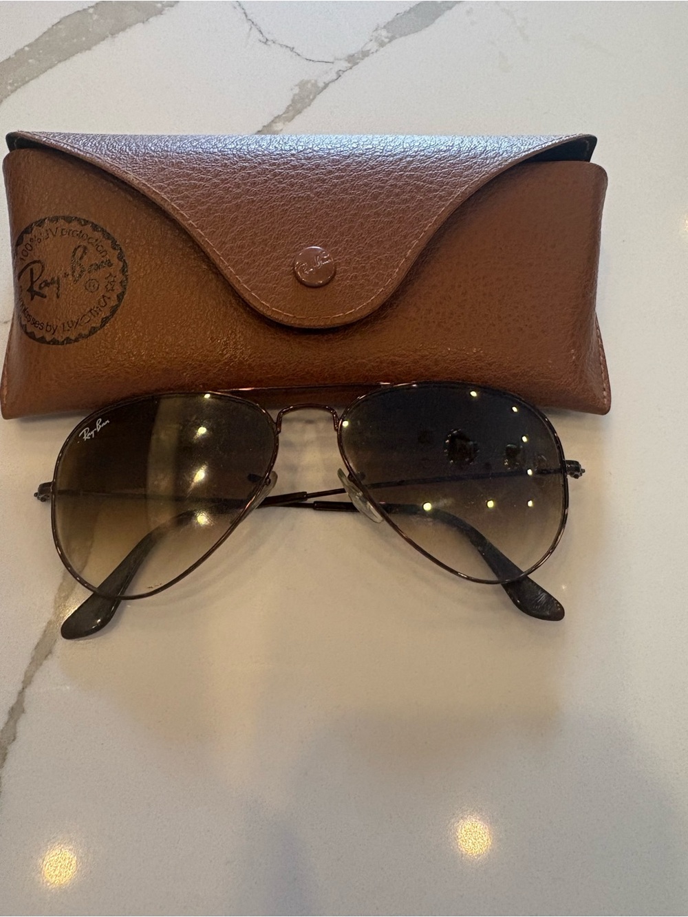 Ray-Ban Men’s Brown Sunglasses with Brown Case